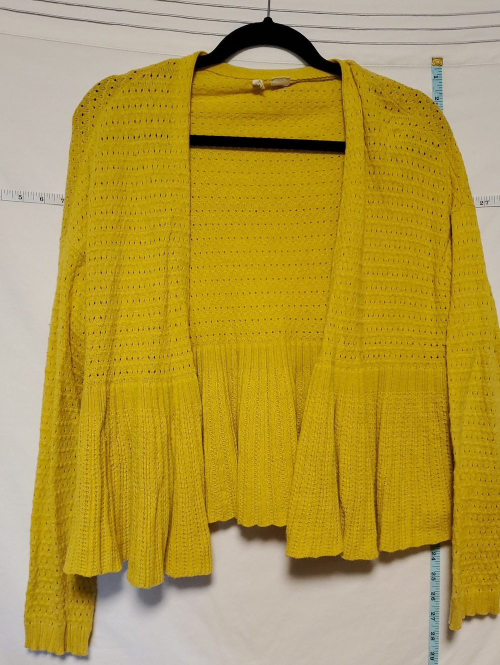 Moth Yellow Eyelet Knit Cardigan Sweater W Peplum Med Coquette Feminine